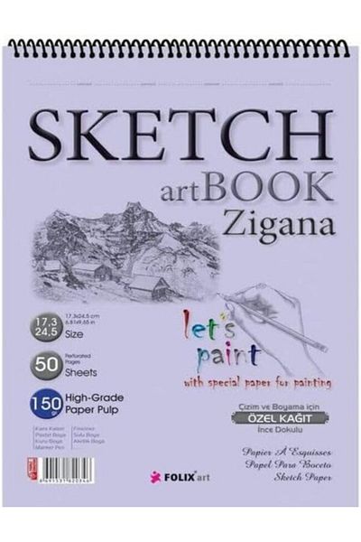 Andofis A5 Spiral Sketchbook 150 Gr. 50 Sheets Sketchbook