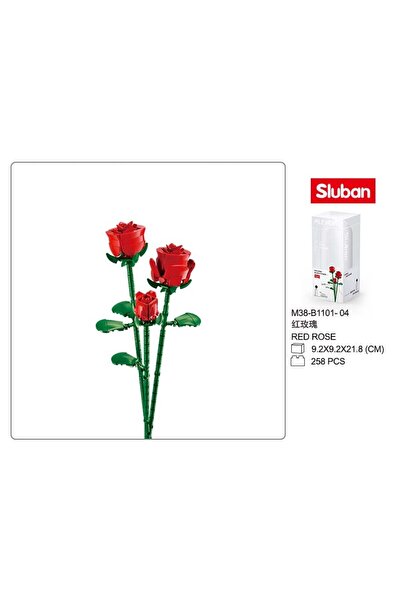Sluban Flower Vase Building Kit - A Unique Flower Container with 254 PCS and Red Roses