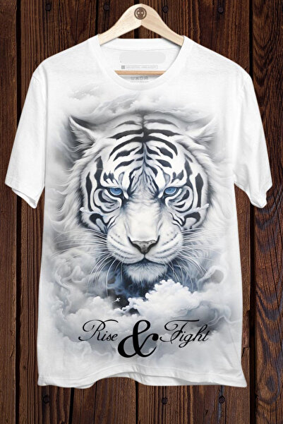 FECCY Tricou oversize din bumbac cu imprimeu RISE & FIGHT