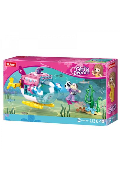 Sluban Girls Dream Series - Submarine Building Blocks 117Pcs -Pink