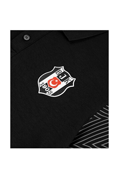 Beşiktaş Beşiktaş Оригінальна чорна смугаста футболка з поло-коміром