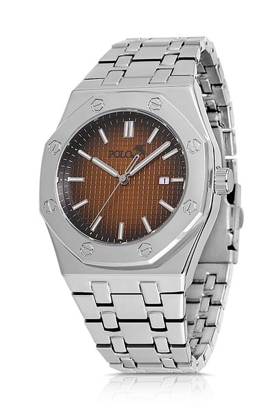 Polo Air Men's Silver-Brown Wristwatch - Pl-0906E4X