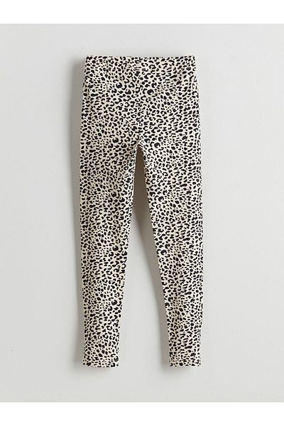 LC Waikiki Leopard Print Girls' Leggings with Elastic Waist - S5H677Z4