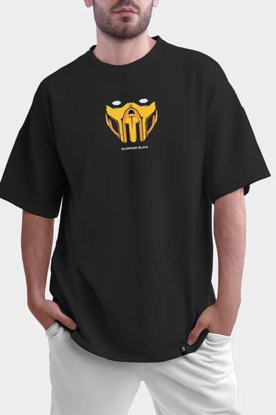 FECCY Tricou oversize din bumbac cu imprimeu Scorpion negru