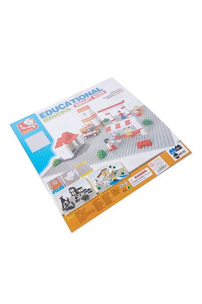 Sluban Gray Baseplate 40 × 40 CM for Building Bricks , for Ages 6+ Years Old
