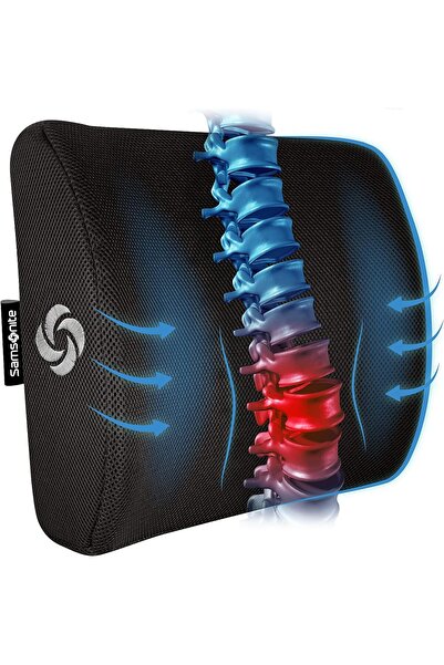 Akselife Medikal Visco Ofis Araç Bel Yastığı Ortopedik Bel Minderi Sırt Yastı...