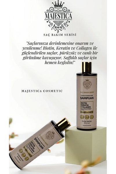 Majestica (Salt-Free) Biotin Keratin Collagen Shampoo 400ml, Repairing and Regenerating Effect