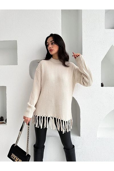 Laluvia Bézs oldalsó bojt pulóver-tk 231248