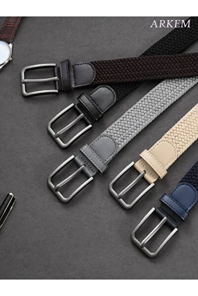 ARKEM CLUB Erkekler İçin Esnek Örgü Kemer 3,5 Cm 2 Li Set.