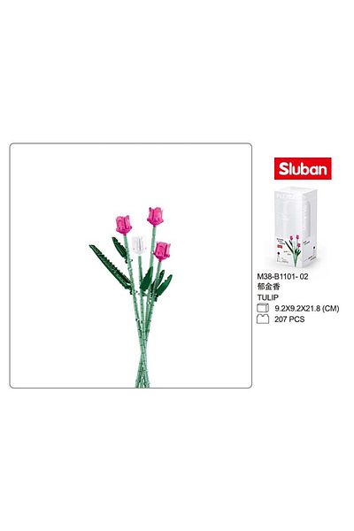 Sluban Flower Vase Building Kit - A Unique Flower Container with 203 PCS and Flowers Tulip