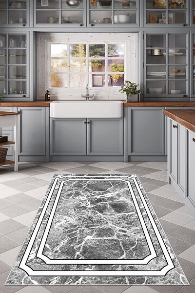 Zeria Home Digital Printed Non-Slip Based Kitchen Carpet - Washable