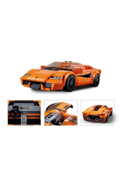 Sluban Model Bricks Series - Sports Car Building Blocks 264 Pieces with Minifigure, Orange