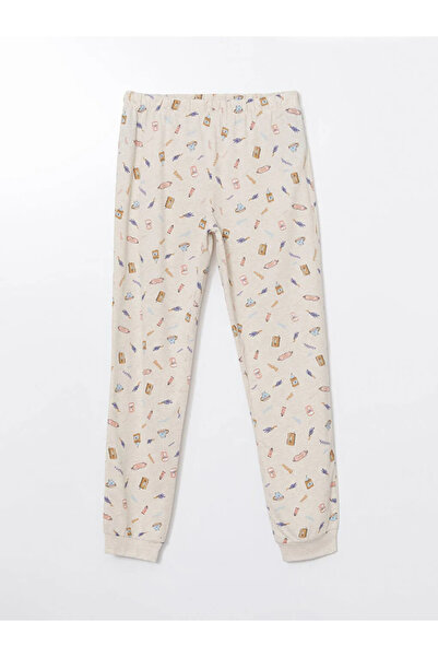 LC Waikiki Dámská sada pyžama LCW DREAM béžová s potiskem na krku