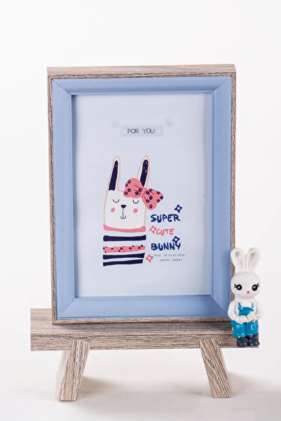 TURKUAZ TASARIM&EVENTS Sevimli Tavşan Figürlü Ahşap Fotoğraf Çerçevesi