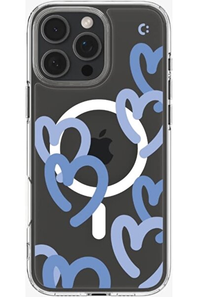 Spigen iPhone 16 Pro Kılıf Ultra Hybrid MagFit MagSafe özellikli Hearts Denim - ACS08276