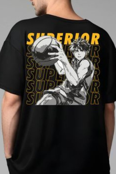 FECCY Tricou supradimensionat din bumbac cu imprimeu superior
