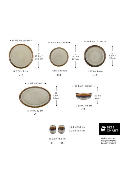 Karaca Earthy Reactive 52-teiliges Tafelservice für 12 Personen