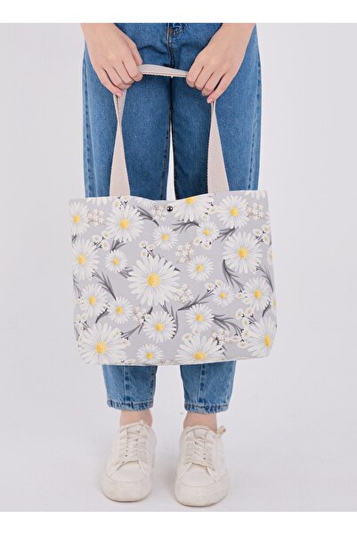 Pure Touch |   Canvas Women's Bag, Large Size, Lined, Snap Fastener, Inner Po...