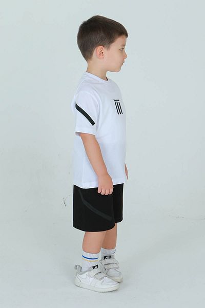 Black One UNISEX CREWNECK STRIP PRINT ΛΕΠΤΟΜΕΡΗ TEE ΡΥΘΜΙΖΟΜΕΝΗ ΜΕΣΗ ΕΛΑΣΤΙΚΗ ΦΟΡΜΑ