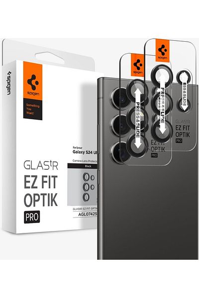 Spigen Galaxy S24 Ultra Camera Lens Glass Protective Glas.tR EZ Fit Optik Pro (2 Pieces) Black - AGL07425