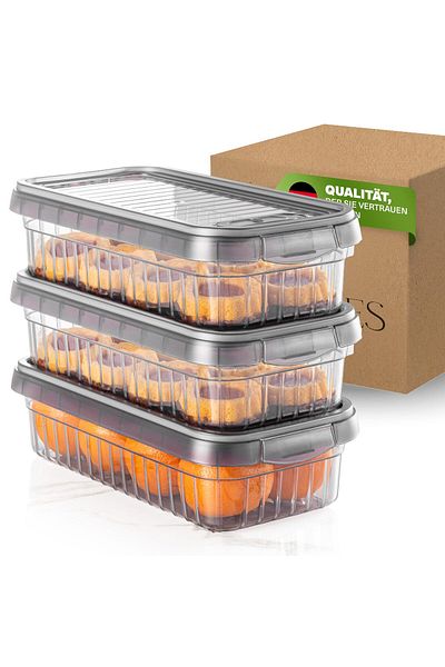Viwares Frischhaltedosen 3er Set, 2 L, BPA-frei, Kühlschrank-Organizer für Aufschnitt