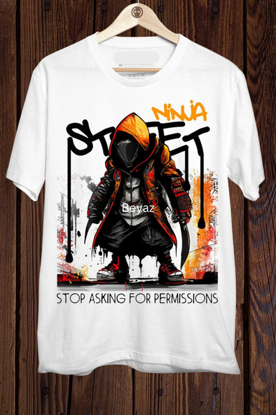 FECCY Tricou oversize din bumbac cu imprimeu STREET NINJA