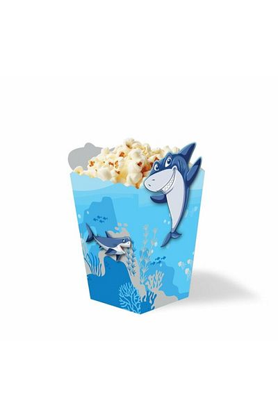kidspartim Shark Themed Special Cut Corn Box 8 Pieces