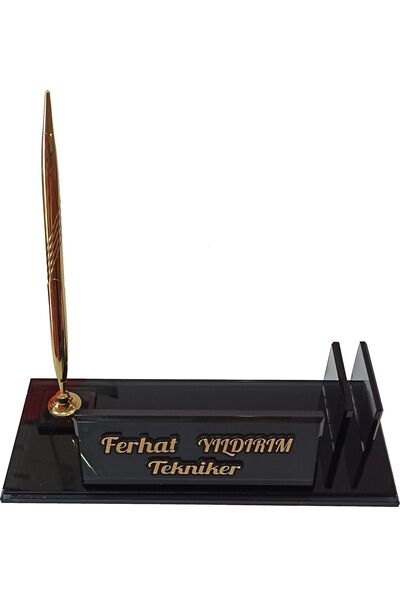 MERTKRİSTAL Kristal Masa Isimliği Kalemli Ofis Büro Makam Hediyesi M186