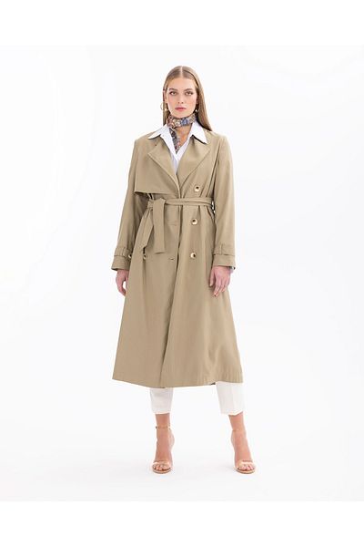 SCL Trench cu guler dublu cu curea sub genunchi