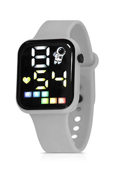 Polo Air Silicone Cord Digital Colorful Luminous Unisex Wristwatch Gray Color