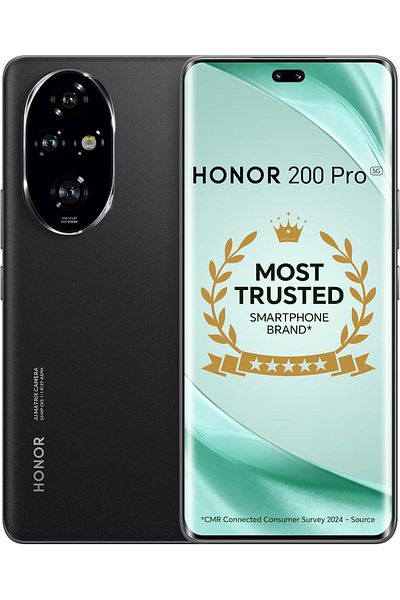 HONOR 200 Pro 5G (أسود، 12 جيجابايت + 512 جيجابايت) شاشة AMOLED رباعية المنحنيات مقاس 6.78 بوصة