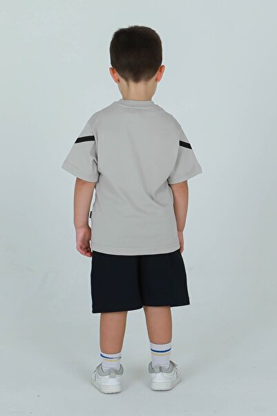 Black One Unisex Cycling Neck Stripe Print Detail Tshirt Adjustable Waist Elastic Tracksuit Suit