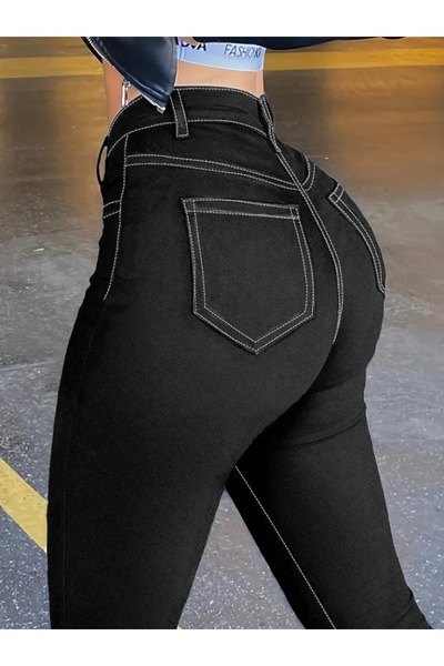 Kokosh moda Жіночі джинси з високою талією, застібкою спереду та вузьким кроєм