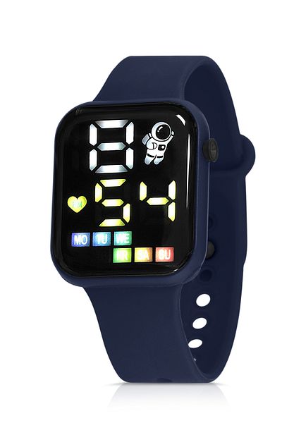 Polo Air Silicone Cord Digital Colorful Luminous Unisex Wristwatch Navy Blue Color