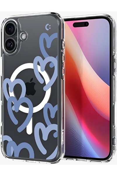 Spigen iPhone 16 Kılıf Ultra Hybrid MagFit MagSafe özellikli Hearts Denim - A...