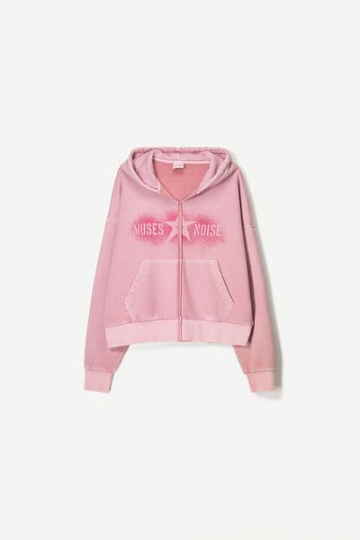Bershka Cropped printed hoodie