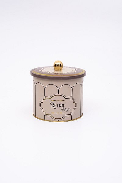 EVLE Retro Patterned Round Metal Storage Container, Food Storage Container 14 X 12.5 Cm, 1.7 Lt, Er142-U6