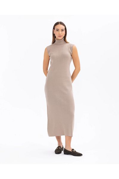 SEÇİL Turtleneck Sleeveless Basic Knitwear Dress