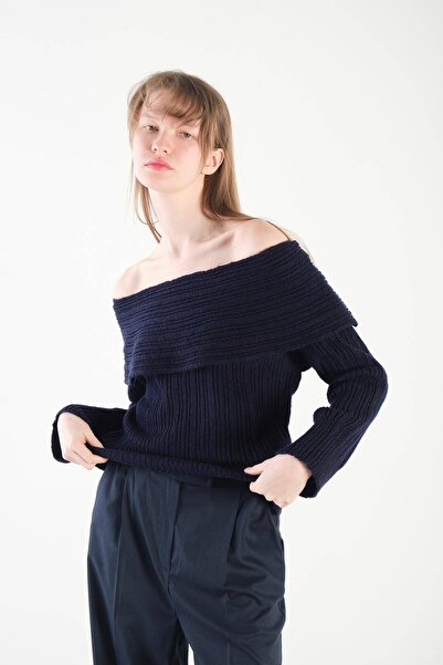 Addax Boat Neck Long Sleeve Knitwear Sweater K040-c5