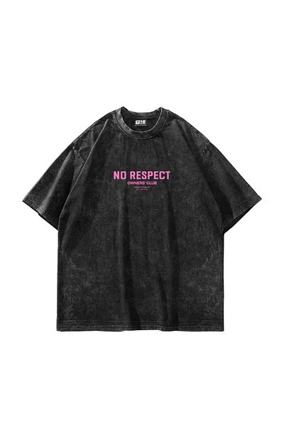 Sekizbiraltı No Respect Printed Oversize Unisex Washable Μαύρο Tshirt