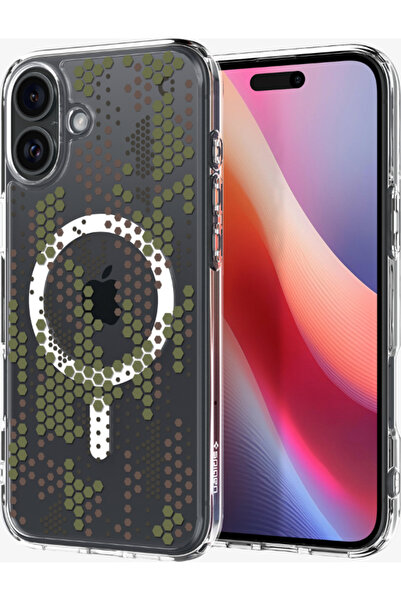 Spigen iPhone 16 Plus Kılıf Ultra Hybrid MagFit MagSafe özellikli Digital Camo - ACS08080