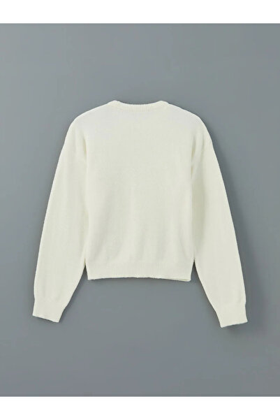 LC Waikiki XSIDE Ekru Bisiklet Yaka Taşlı Kadın Triko Kazak