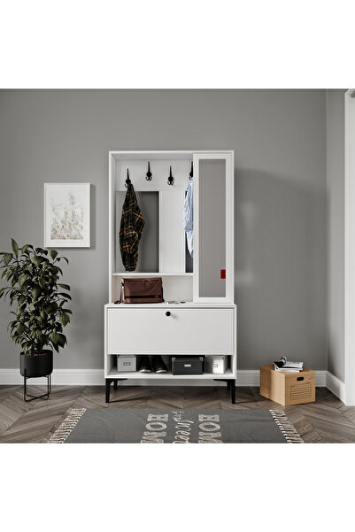 VENATTO VALENTİN WOOD TARZ RAFLI,AYNALI PORTMANTO/AYAKKABILIK/VESTİYER(%100MDF)