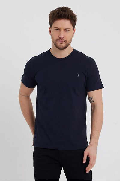 COMBİNE MİCHAİL Ανδρικό T-shirt Slim Fit Crew Neck - Σετ 5 Navy Blue, Μαύρο, Cagla, Grimelange, Κόκκινο
