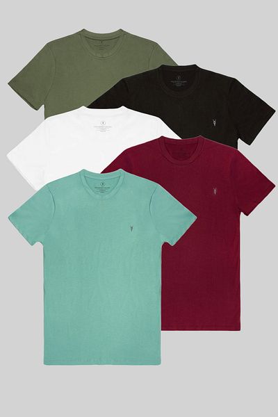 COMBİNE MİCHAİL Tricou Slim Fit pentru bărbați cu decolteu rotund - Model de bază în 5 culori