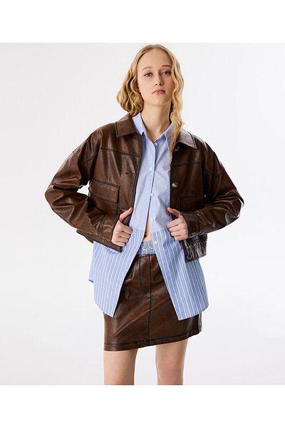 Twist Leather Look Coat