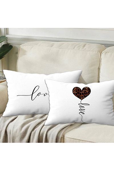 Ardizayn Love - Velvet Fabric (Λευκό) Σετ 2 Καλύμματα Ριχτάρι 35x55 cm - Εκτύπωση διπλής όψης