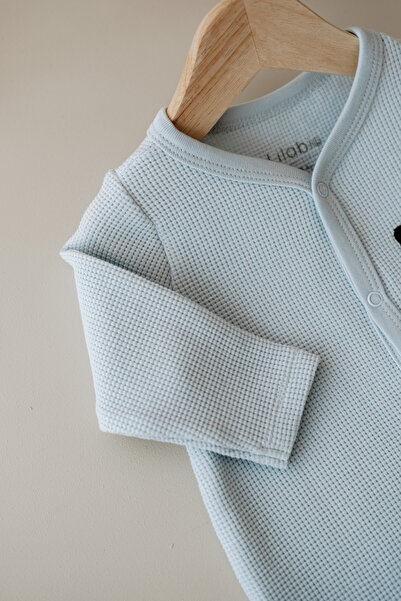 Lilabio Long Sleeve Embroidered Waffle Fabric Baby Romper