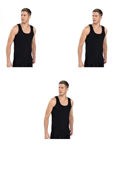 Belifanti Collection Men's Cotton 6 Pieces Black Undershirt Set of 6