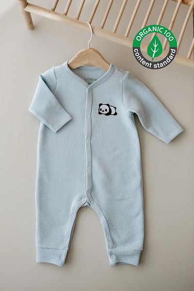 Lilabio Long Sleeve Embroidered Waffle Fabric Baby Romper